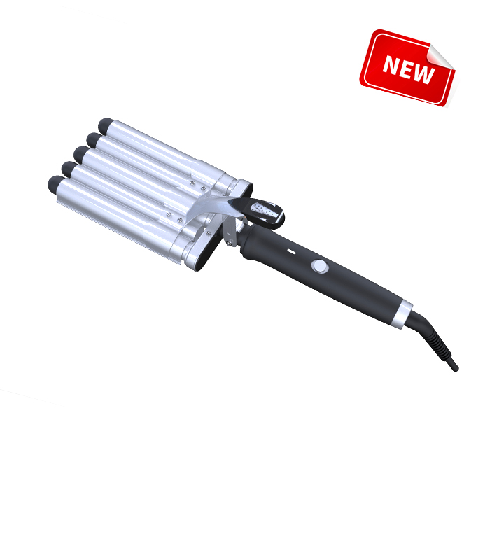 LCD Professional เซรามิคสาม Barrel สไตล์ Curling Iron ไฟฟ้า Wave Hair Curler 3 Barrel Hair Curler ZR-025